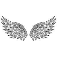 arte de linha de asas de anjo vetor