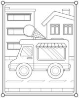 carro de sorvete adequado para ilustração vetorial de página para colorir infantil vetor