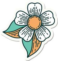 adesivo estilo tatuagem de uma flor vetor
