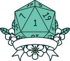 ilustração de rolagem de dados natural de um d20 vetor