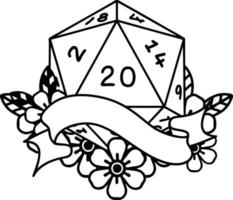 ilustração natural de rolo de dados de vinte d20 vetor