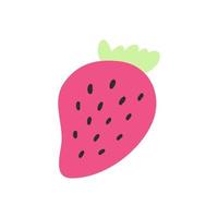 ícone de morango em estilo simples de desenho animado. ilustração vetorial de frutas frescas suculentas, adesivo feminino pop vetor