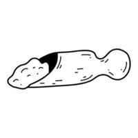 doodle colher de madeira com farinha. esboço esboço ilustração vetorial de cereais, açúcar, pó, flocos de coco vetor