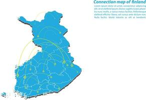 moderno do design de rede de conexões de mapa da finlândia, melhor conceito de internet do negócio de mapa da finlândia da série de conceitos, ponto do mapa e composição da linha. mapa infográfico. ilustração vetorial. vetor