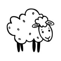 ovelhas contorno doodle ilustração vetorial. cordeiro bonito em estilo cartoon para livro de colorir para crianças vetor