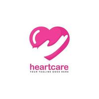 logotipo de cuidados com o coração. vetor de design de logotipo de cuidados de saúde