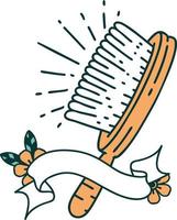 banner de rolagem com escova de cabelo estilo tatuagem vetor