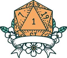 ilustração de rolagem de dados natural de um d20 vetor