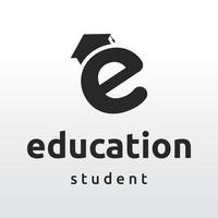 design de modelo de logotipo de educação de estudante criativo com chapéu, livro, lápis ou caneta sign.inspired por graduando students.logos para universidades, faculdades de educação e escolas. vetor