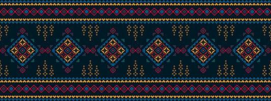 ikat étnica sem costura padrão design de decoração para casa. tecido asteca tapete boho mandalas têxtil decorar papel de parede. motivo nativo tribal bordado tradicional vector fundo ilustrado
