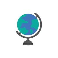 globo escolar. mapa mundial. modelo do planeta terra. matéria infantil para estudar geografia na escola e em casa. volta para a escola, faculdade, educação, estudo. vetor