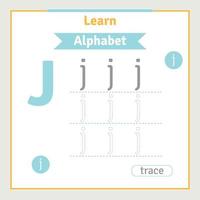 planilha de rastreamento de letras do alfabeto para crianças ilustração de alfabeto pré-escolar atividade de aprendizagem para crianças do jardim de infância de volta à escola livro de colorir alfabeto vetor