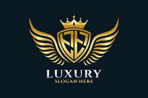 luxo royal wing letter tt crest gold color logo vector, logotipo da vitória, logotipo da crista, logotipo da asa, modelo de logotipo vetorial. vetor