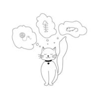 ilustração vetorial desenhada à mão gato sonhando vetor
