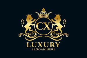 modelo de logotipo de luxo real de leão de carta cx inicial em arte vetorial para projetos de marca luxuosos e outras ilustrações vetoriais. vetor