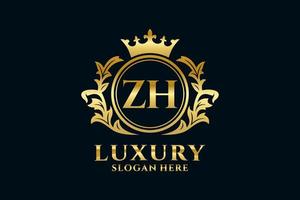 modelo de logotipo de luxo real inicial da carta zh em arte vetorial para projetos de marca luxuosos e outras ilustrações vetoriais. vetor
