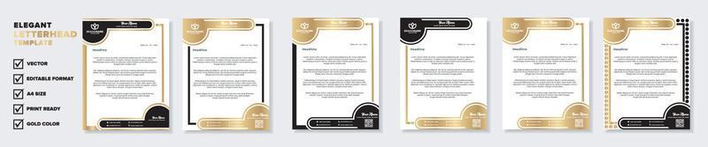 modelo de design de papel timbrado dourado de luxo para estacionário para formato editável de corporação de negócios eps10 vetor