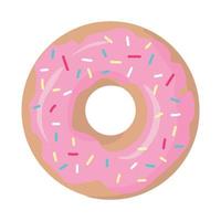 donuts com esmalte rosa. ilustração vetorial de donuts vetor