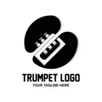 design de logotipo de trompete, gerar melodia, ilustração de esboço de vetor de instrumento musical