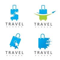 modelo de design de logotipo de turismo e viagem, bolsa de viagem de movimento rápido vetor