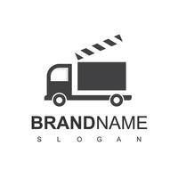 vetor de design de logotipo de caminhão de filme