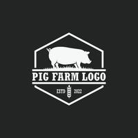 vetor de logotipo de fazenda de porco. logotipo da fazenda de gado