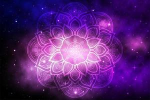 mandala de flor com galáxia espaço roxo vetor