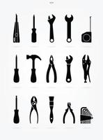 conjunto de ícones de silhueta de ferramenta artesão