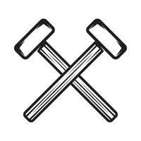 vintage carpintaria woodword mecânico grande martelo cruz. pode ser usado como emblema, logotipo, crachá, etiqueta. marca, pôster ou impressão. arte gráfica monocromática. vetor