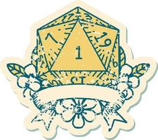 ilustração de rolagem de dados natural de um d20 vetor