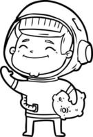 astronauta de desenho animado feliz vetor