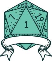 ilustração de rolagem de dados natural de um d20 vetor