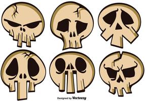 Conjunto de vetores de crânios de desenhos animados para o Halloween