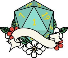 ilustração de rolagem de dados natural de um d20 vetor