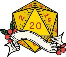 ilustração natural de rolo de dados de vinte d20 vetor