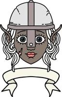 rosto de personagem de lutador elfo com ilustração de banner vetor