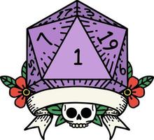 ilustração de rolagem de dados natural de um d20 vetor