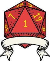 ilustração de rolagem de dados natural de um d20 vetor