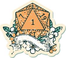 ilustração de rolagem de dados natural de um d20 vetor