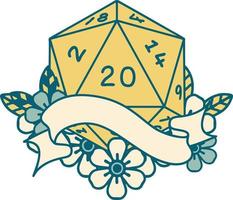 ilustração natural de rolo de dados de vinte d20 vetor