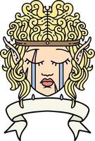rosto de personagem bárbaro elfo chorando com ilustração de banner vetor