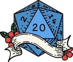 ilustração natural de rolo de dados de vinte d20 vetor