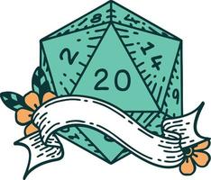 ilustração natural de rolo de dados de vinte d20 vetor