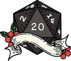 ilustração natural de rolo de dados de vinte d20 vetor