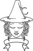 rosto de personagem de mago elfo com ilustração de banner vetor