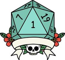 ilustração de rolagem de dados natural de um d20 vetor