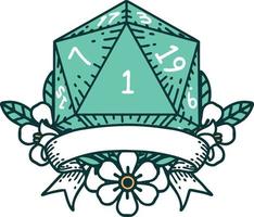 ilustração de rolagem de dados natural de um d20 vetor