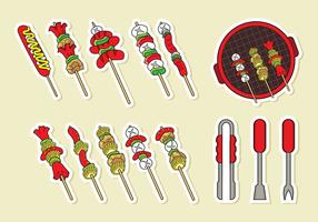 Brochette skewers icons vector