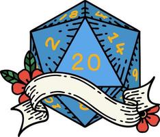 ilustração natural de rolo de dados de vinte d20 vetor