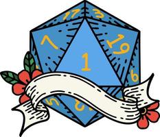 ilustração de rolagem de dados natural de um d20 vetor